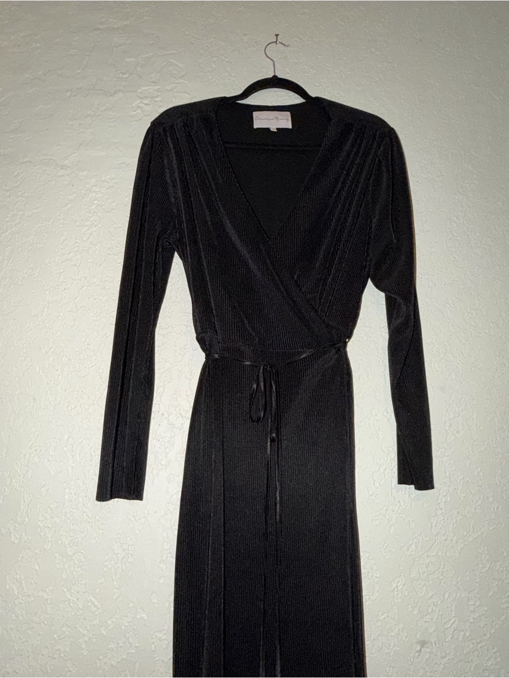 Charles Henry Black Long-Sleeve Wrap Maxi Dress - XL